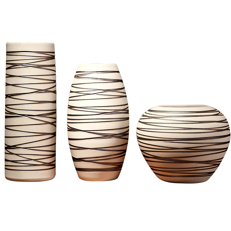 Jingdezhen ceramic vases, three - piece decorations modern creative living room TV cabinet table place flower arrangement