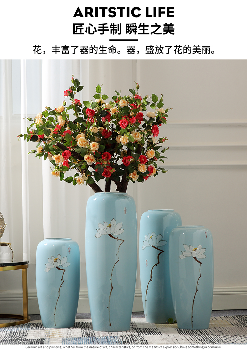 Jingdezhen new Chinese style of large vases, furnishing articles sitting room hotel villa clubhouse decorations ceramics large flowers