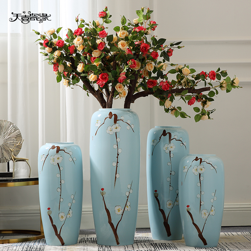 Jingdezhen ceramic Chinese landing big simulation flower vase large sitting room sets flower arranging hotel decoration furnishing articles