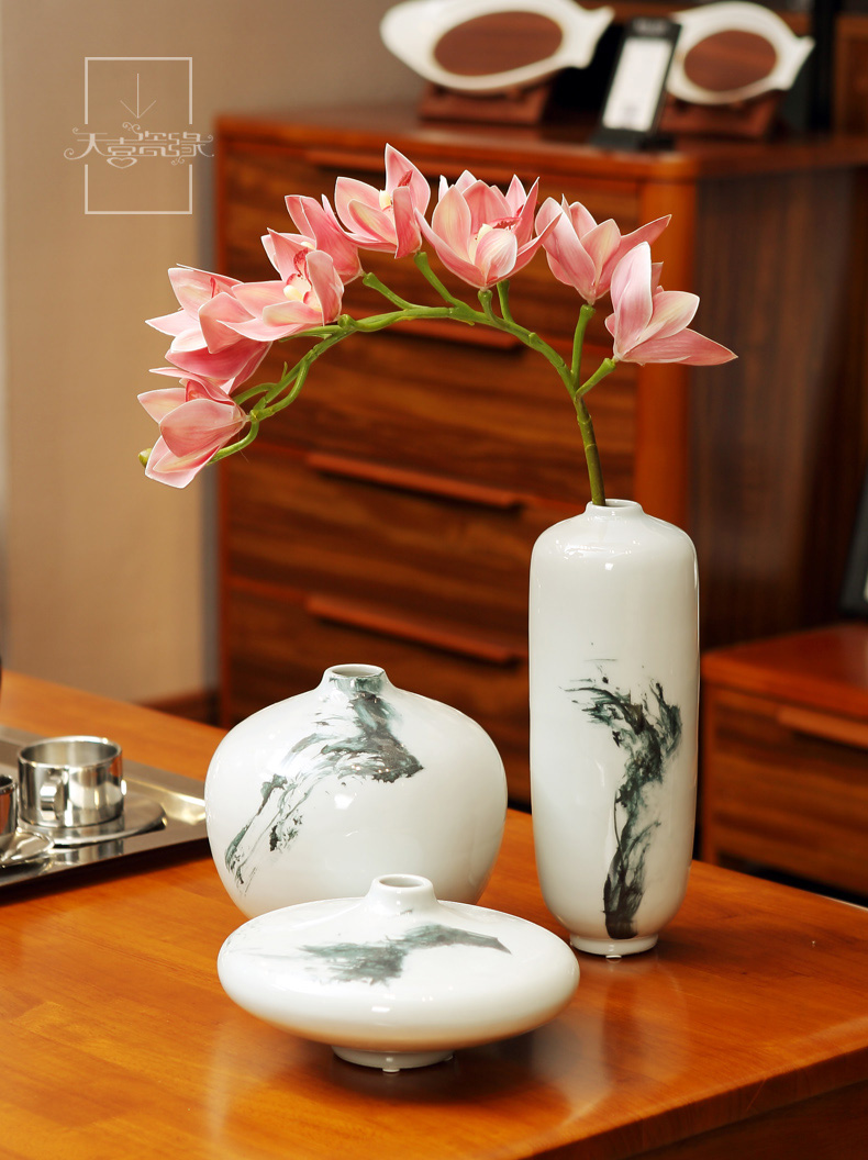 New Chinese style sitting room TV cabinet study zen ceramic vase flower arranging furnishing articles household act the role ofing is tasted version into gifts