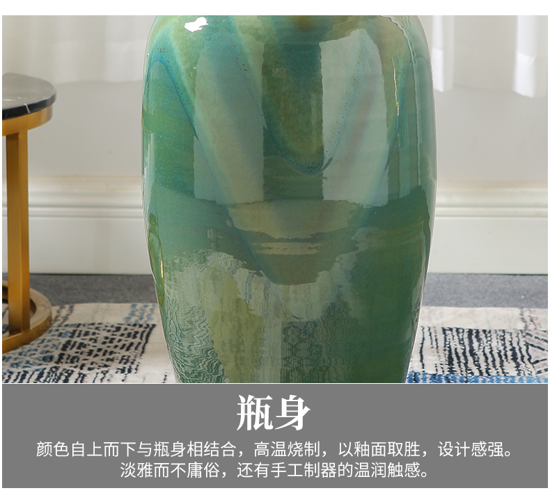 European ceramic light of large vase key-2 luxury furnishing articles dried flower arranging flowers green glaze, the sitting room porch decoration home decoration