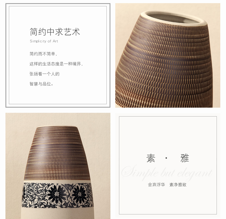 Jingdezhen ceramic lucky bamboo vase of large modern European new home sitting room TV ark, home decoration furnishing articles
