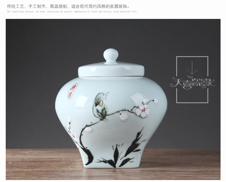 Modern new Chinese style household soft adornment of pottery and porcelain furnishing articles living room TV cabinet example room porch decoration storage tank