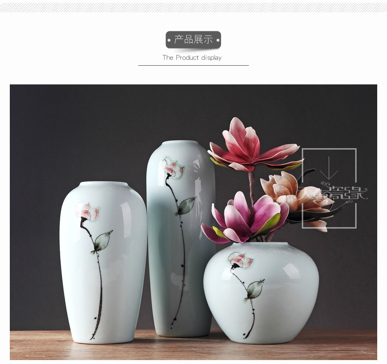 Jingdezhen modern ceramic vase furnishing articles living room table simulation hydroponic flower arrangement of new Chinese style household decorations