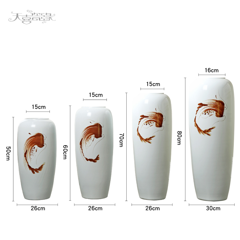 Jingdezhen modern ceramic floor vase creative furnishing articles contracted sitting room TV ark, flower arrangement home decoration