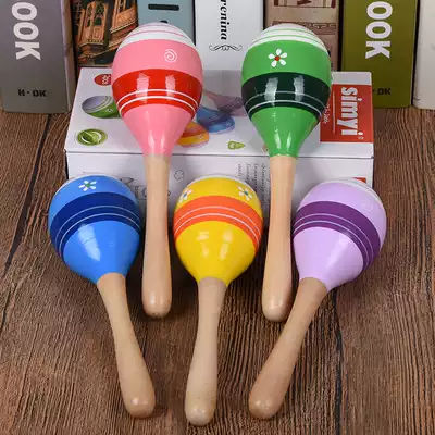 1-3 weeks and a half-year-old children's large sand hammer rattle Orff musical instrument wooden early education Enlightenment Music toy