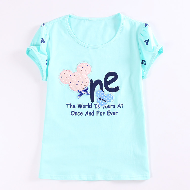 Áo thun bé gái tay ngắn cotton 2018 Mới mùa hè Đầm mới Trẻ em nửa tay áo trẻ em trắng Hàn Quốc đồ bé gái