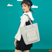  Tutoring bag tote bag Student a4 document bag female canvas zipper briefcase simple large-capacity Korean version of the tutoring bag