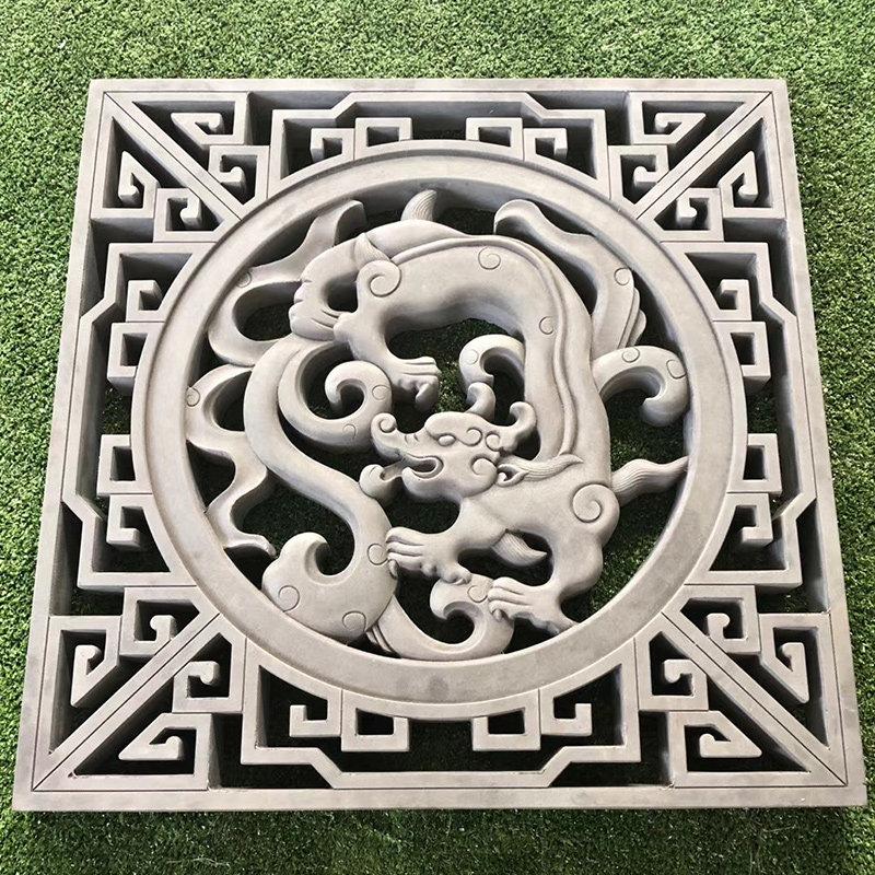 Hollow window flower brick carving antique brick carving Chinese garden ancient building wall hollow flower window screen wall relief to map customization