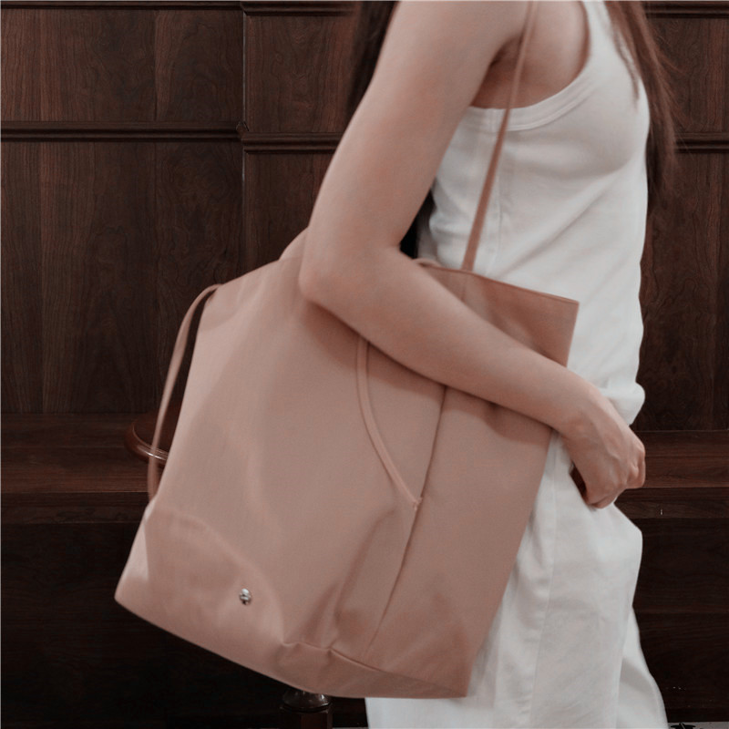 Romantic~2026 New Year Dusty Rose Dried Rose Nylon Soft Bucket Shoulder Tote Bag