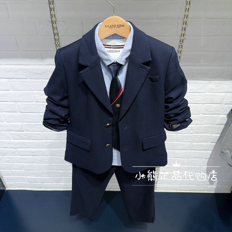 Elandkids Children's Clothing Store Genuine Product 25 Spring Boys' Preppy Style Blazer Jacket Ekjkf1101B