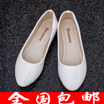 Summer single shoes work laddy shoes Korean version of pointed candy color flat heel patent leather womens shoes small white shoes sweet lady shoes