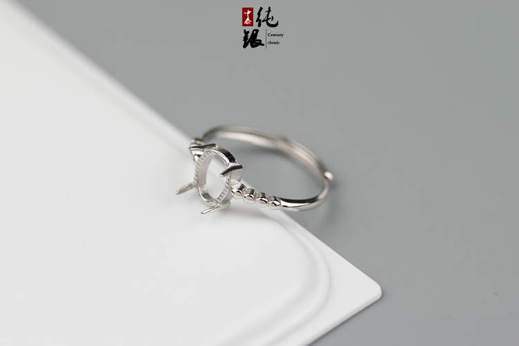 Đơn giản và hào phóng nữ nhẫn chủ Châu Âu và Mỹ thời trang 925 sterling silver ring hỗ trợ rỗng hổ phách dày đặc sáp sống miệng 7 * 8