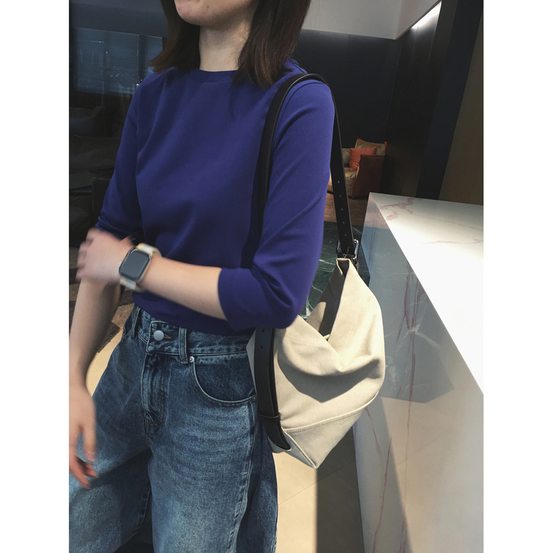 【Cuijia】Super Value Special Offer High-Density Stretch Ribbed Texture Mid-Sleeve Cotton T-Shirt H37577