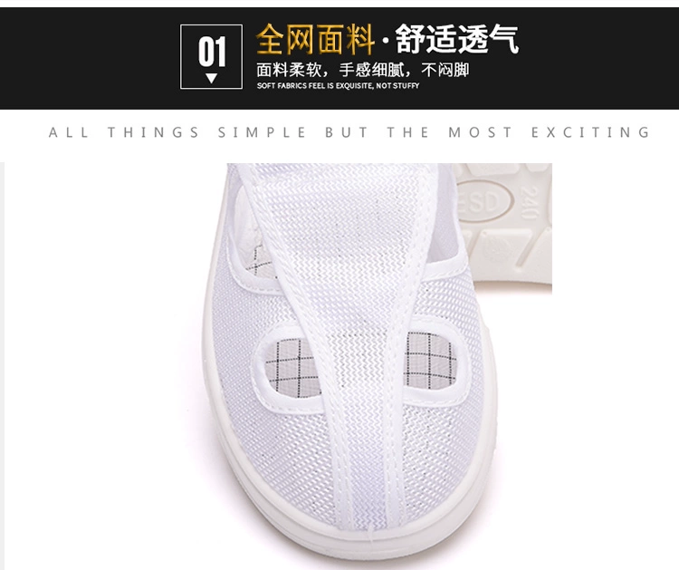 Giày PU đế mềm lưới thoáng khí bốn lỗ Giày chống tĩnh điện Giày không bụi Giày nam nữ nhà máy điện tử Giày làm việc thoải mái Giày sạch giày bảo hộ thời trang giày bảo hộ k2