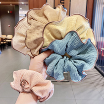 Ins Korean vintage French head rope female tie hair band Rolling edge color lotus leaf large intestine Hairband tie hair rope