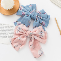 Japanese small floral bow hairclip back head hair ornaments Net Red Girl retro spring clip flower hairpin headgear