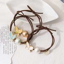 Ins Net red double-layer knotted head rope girl simple little butterfly ball hair rope headdress Korean version of Hairband hair accessories