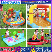 Childrens pool oversized home water park inflatable paddling pool with slide indoor wave ocean ball pool