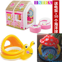 INTEX Inflatable castle home small indoor slide tent game House childrens inflatable pool ball toy pool
