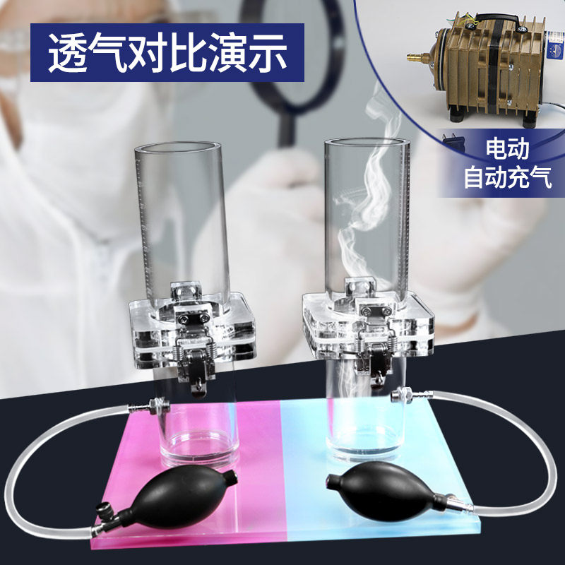 墙布透气材料对比演示架卫生巾防水测试仪器展会演示性能冒泡展架