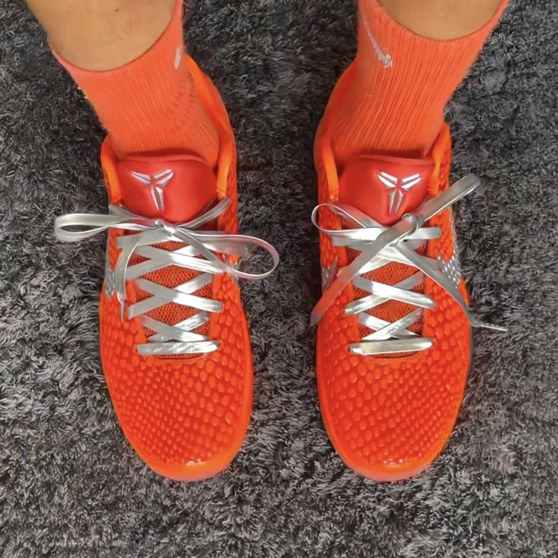 Suitable for Nike Zoom Kobe 6 Protro "Total Orange" Orange and Silver Pu Shoelaces