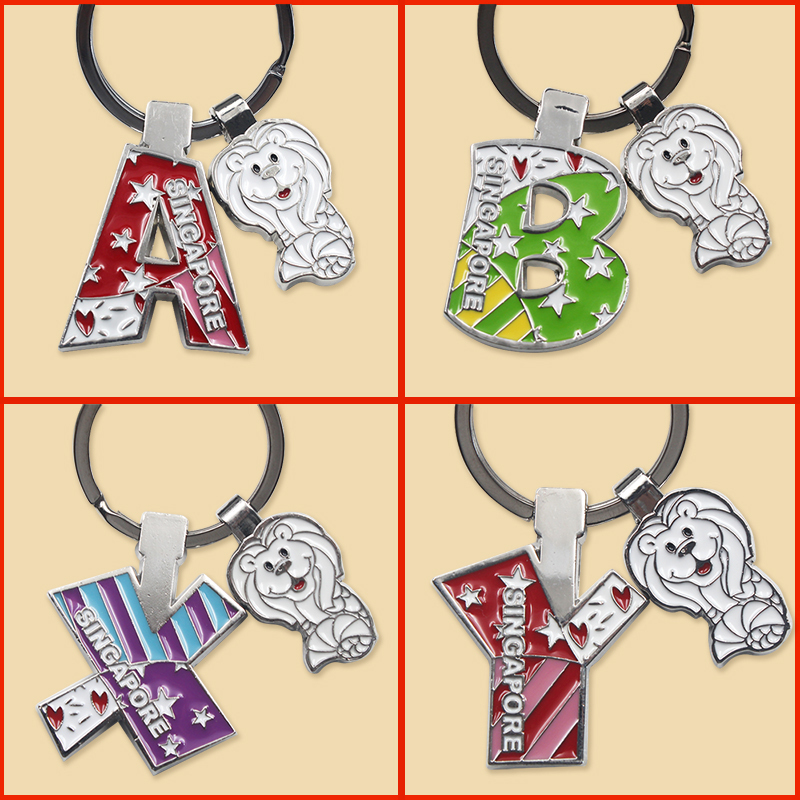 Singapore Souvenir Merlion Letter Keychain Pendant for Men and Women, Cute and Creative Travel Cultural Gift