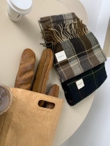 A Little Orange Imitation cashmere retro wild contrast plaid tassel scarf two colors