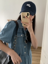 A Little Orange Love vintage series casual denim blue loose thin jumpsuit