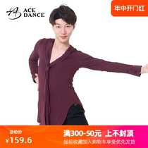 Magnificent Latin dance clothing for men and adults new tops ballroom dance practice clothes sexy big V-neck performance clothes SY136