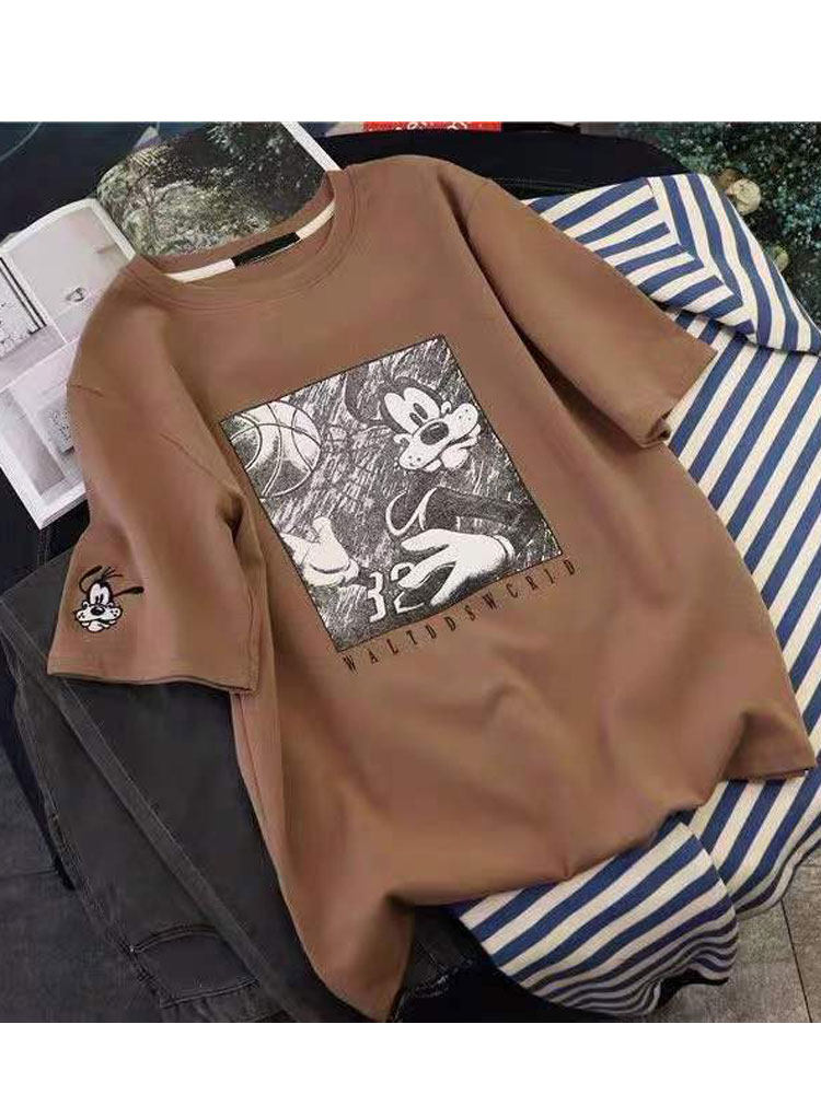 Pick up missed special cabinet Withdrawal Tail single big card foreign trade ~ big size women's dress 2022 Summer new Mickey printed short sleeve T-shirt