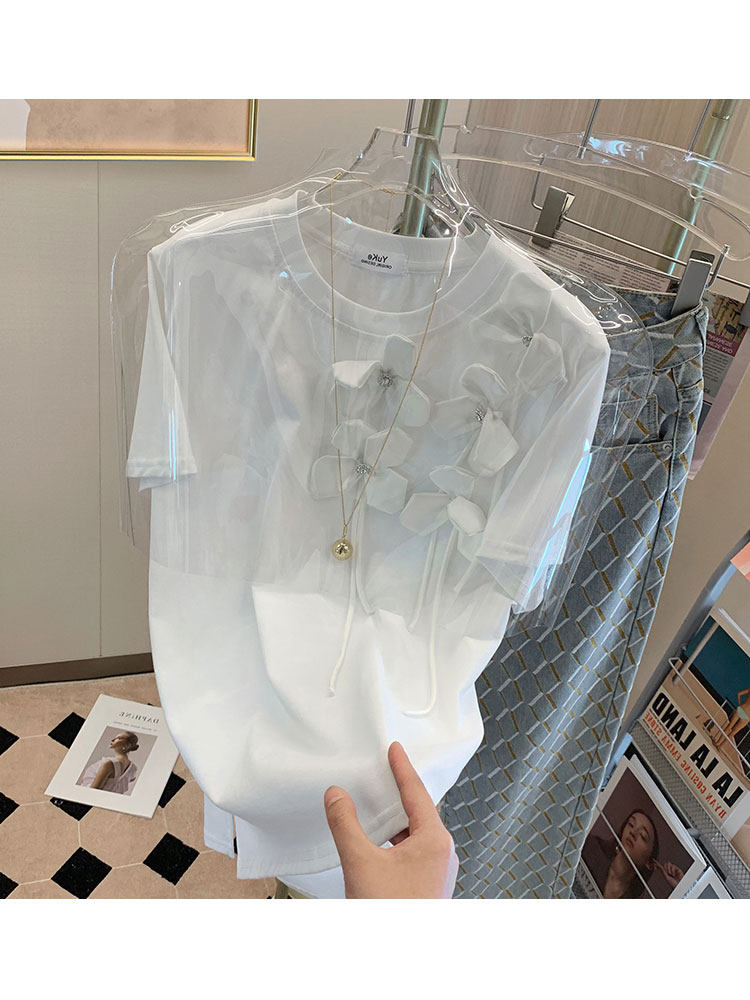 First line big card foreign trade goods exit tail single special cabinet withdrawal cabinet new small crowd 100 hitch solid flower short sleeve blouses woman