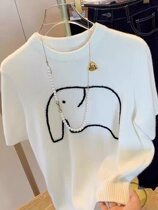 Pick up missed special cabinet Withdrawal Tails FOREIGN TRADE NEW CARTOON SMALL ELEPHANT BIG CODE WOMENS FIT BRIEF LOOSER SLIM SHORT SLEEVE BLOUSE