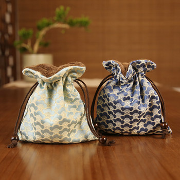 High-end silk and satin hand-embroidered brocade bag, cultural toys, jewelry, small cloth bag, drawstring velvet, portable small lucky bag