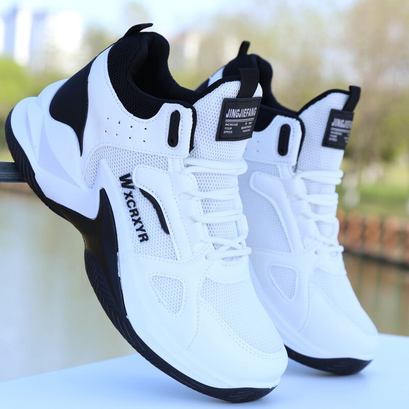 Brand Basketball Shoes Spring and Summer Breathable Shock-Absorbing Men's Shoes Non-Slip Wear-Resistant Student Running Shoes Mesh Breathable Anti-Odor High-Top