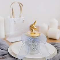 Yu Xin glass jar candy box unicorn European wedding elk transparent glass gray ceramic