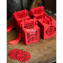 Xi pin x Chinese candy box wooden portable wedding candy classical Chinese wedding chic red candy box