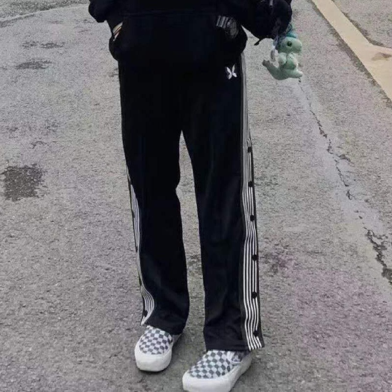 NEEDLES AIPI butterfly pants thin section high street trendy brand striped side breasted pants casual trousers male fog