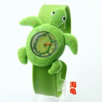 Childrens watch toy 3-year-old girl cartoon toddler cute Ultraman time electronic watch Green water turtle pop circle