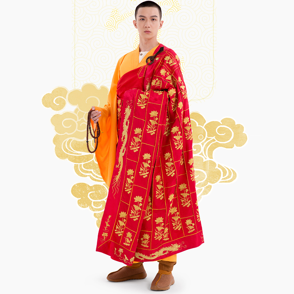 Buddhist supplies meditation monk clothes ancestor clothes cassock gold thread embroidery thousand flowers clothes dragon pattern silk robe abbot clothes