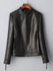 Haining genuine leather jacket women's short high-end first-layer sheepskin slim versatile jacket coat stand collar spring and autumn new style