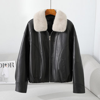 Genuine Leather down Jacket for Women, Short Style, Slim Fit, Versatile, Loose-Fitting Outerwear, First-Layer Sheepskin, Goose Down, Detachable, Warm Leather Coat