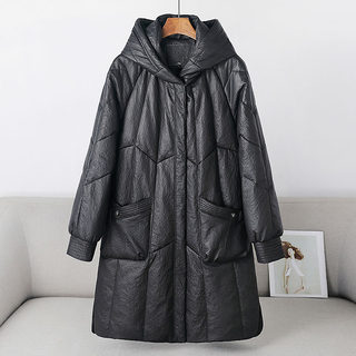 Genuine Leather down Jacket for Women, Thickened and Warm, Plus-Size Coat, Korean Style, Loose Mid-Length Coat, 2025 Haining New Model