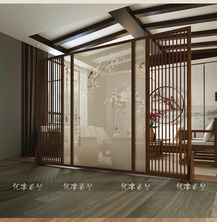 Trung Quốc hiện đại vách ngăn gỗ rắn vách ngăn phòng khách bán trong suốt di động nghiên cứu phân vùng khách sạn màn hình [mận] - Màn hình / Cửa sổ song cửa sổ đẹp
