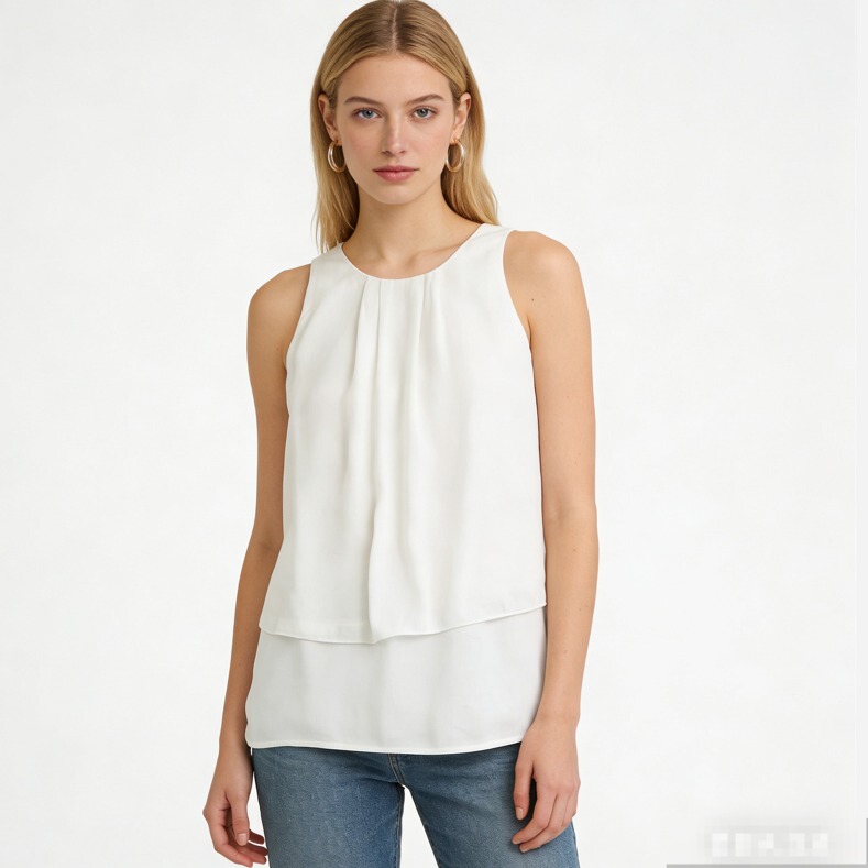Clearance Sale, No Returns: European and American Style Jc White Viscose Fiber Comfortable Sleeveless Top