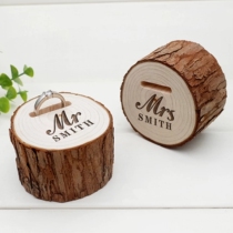 Log Woody Ring Case Base Custom Personality Print Character LOGO Fields Garden Wind Wedding Items Begging For Marriage Retro DIY
