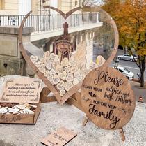 Customize the wooden handicraft wedding signing box for guests stay in the book-sign up to the table wedding supplies swing