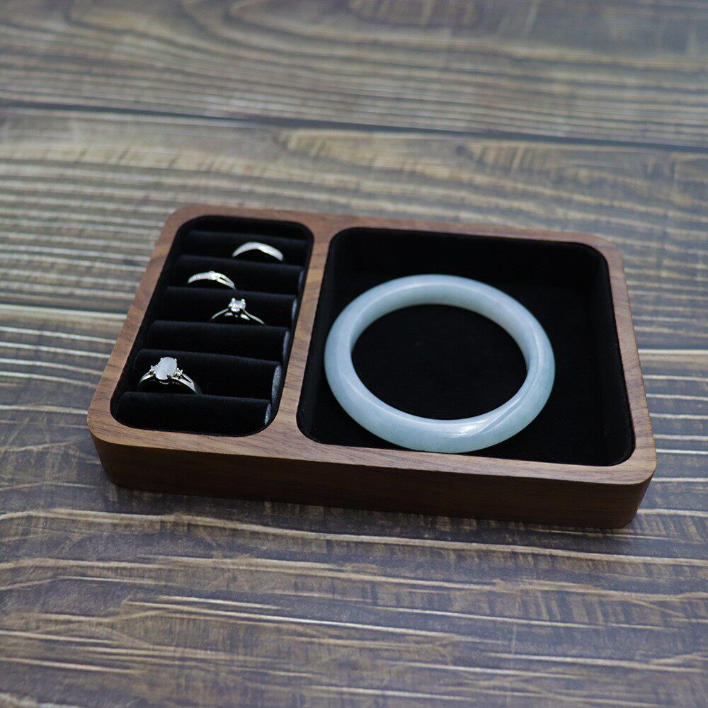 Wooden No Cover Jewelry Containing Small Trays Table Top Multilayer First Decorated Case Finishing Storage Box Retro Ring Case 
