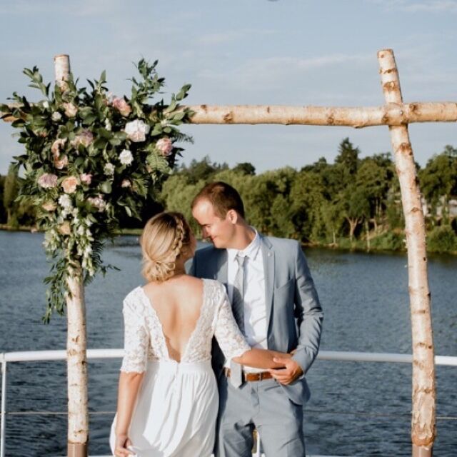 White Birch Wood Arches Flowers Doorway Flowers Frame Sen Tie Wedding Arch Wooden Pile Lawn Senteo Wedding Props Happiness Door Arch