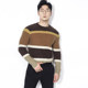 Kawazawa Autumn and Winter Fashionable British Pullover Round Neck Sweater Men's Korean Version Contrast Color Wool Blended Striped Sweater trendy